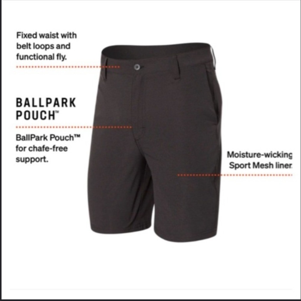 Saxx BallPark Pouch Go To Town 2N1 8"Inseam Dark Gray Mens Shorts - 40